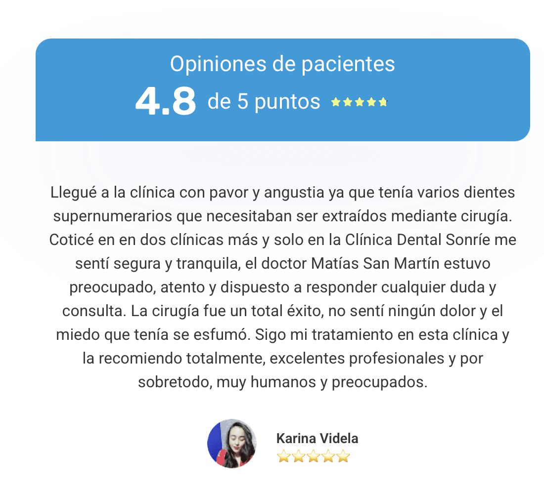 Testimonio de Karina Videla sobre su experiencia en Clínica Dental Sonríe
