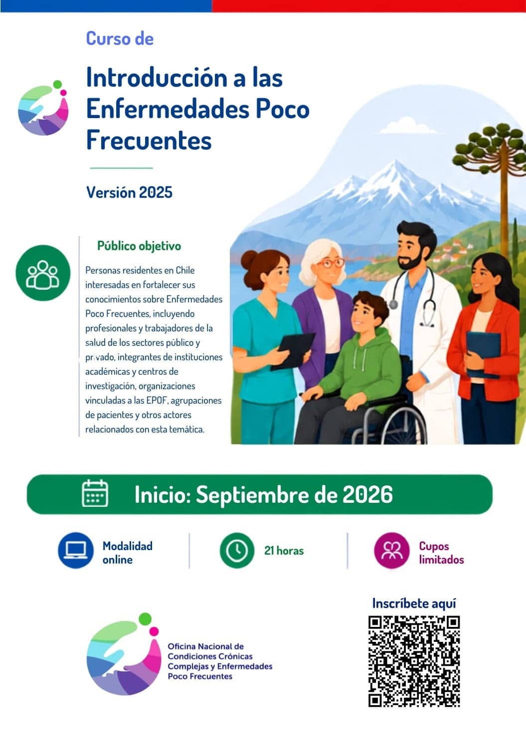 Afiche del curso Introducción a las Enfermedades Poco Frecuentes, con inicio en septiembre de 2026