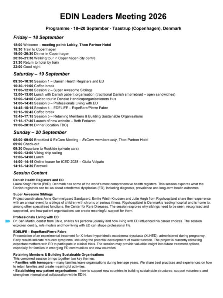 Programa del EDIN Leaders Meeting 2026 en Taastrup, Copenhague