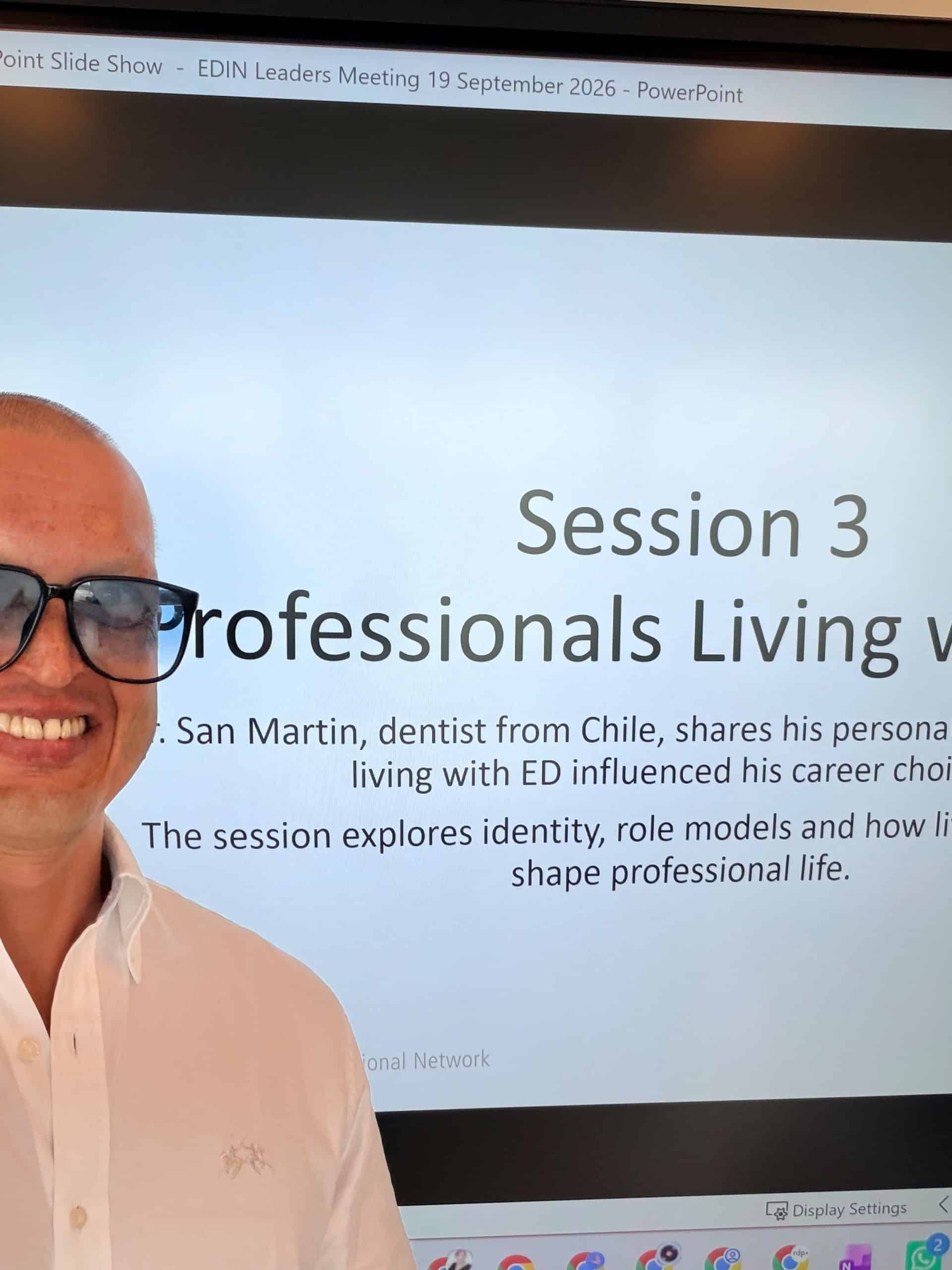 Dr. Matías San Martín antes de presentar en el encuentro EDIN 2026